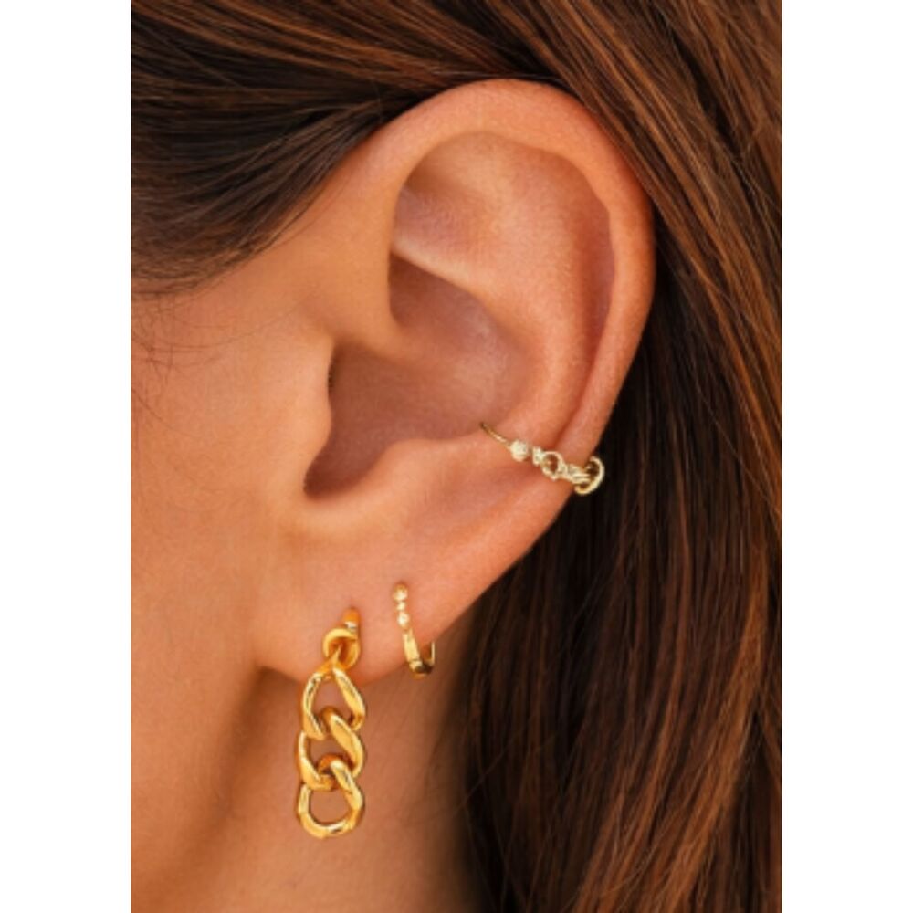 18K Gold Chunky Chain Link Earrings • Waterproof PVD Gold •Beach Jewelry (7c)